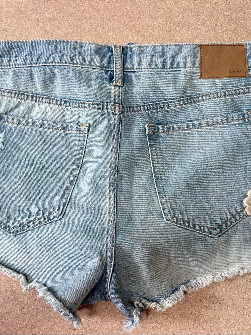 Aeropostale Women's High Rise Crochet Floral Jean Shorts - Picture 5 of 7